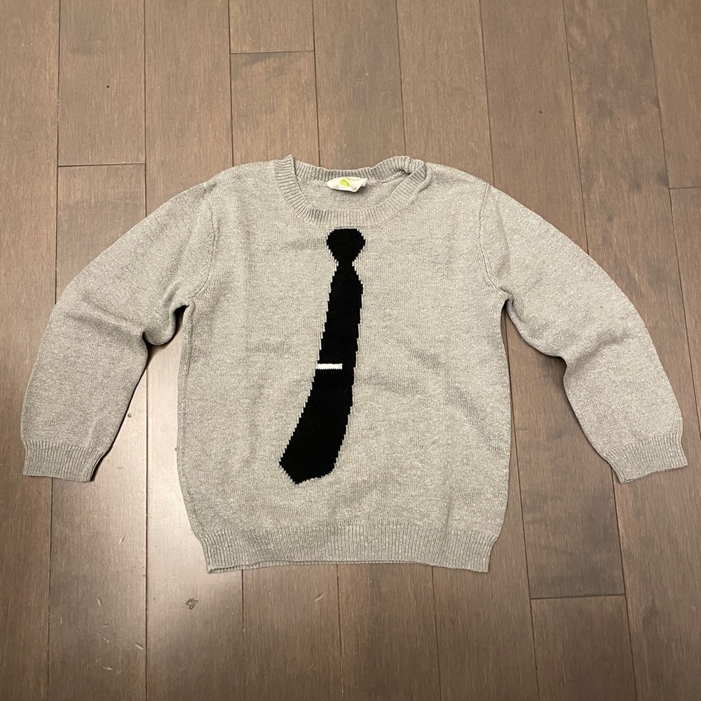 Kid’s Gray Sweater with Black Tie Design